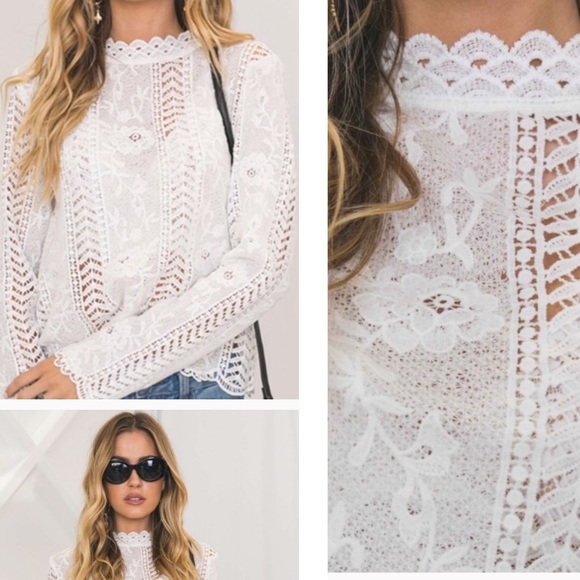 ❤️❤️   💯❤️Lace high neck  top - Picture 2 of 8